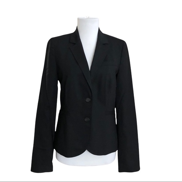 J Crew Blazer Wool Blend Black Jacket Size 4 Tall 4T